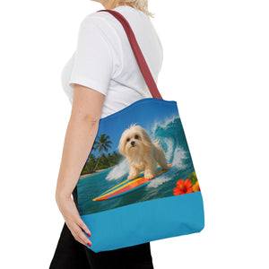 Puppy Ariel the Dog Surfer Tote Bag - 3 Sizes