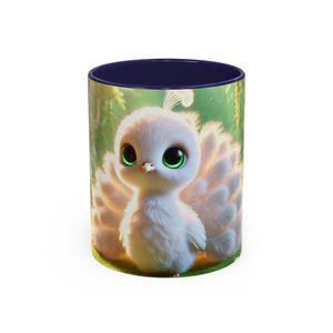 Accent Coffee Mug (11, 15oz), 8 Colors - Baby White Peacock