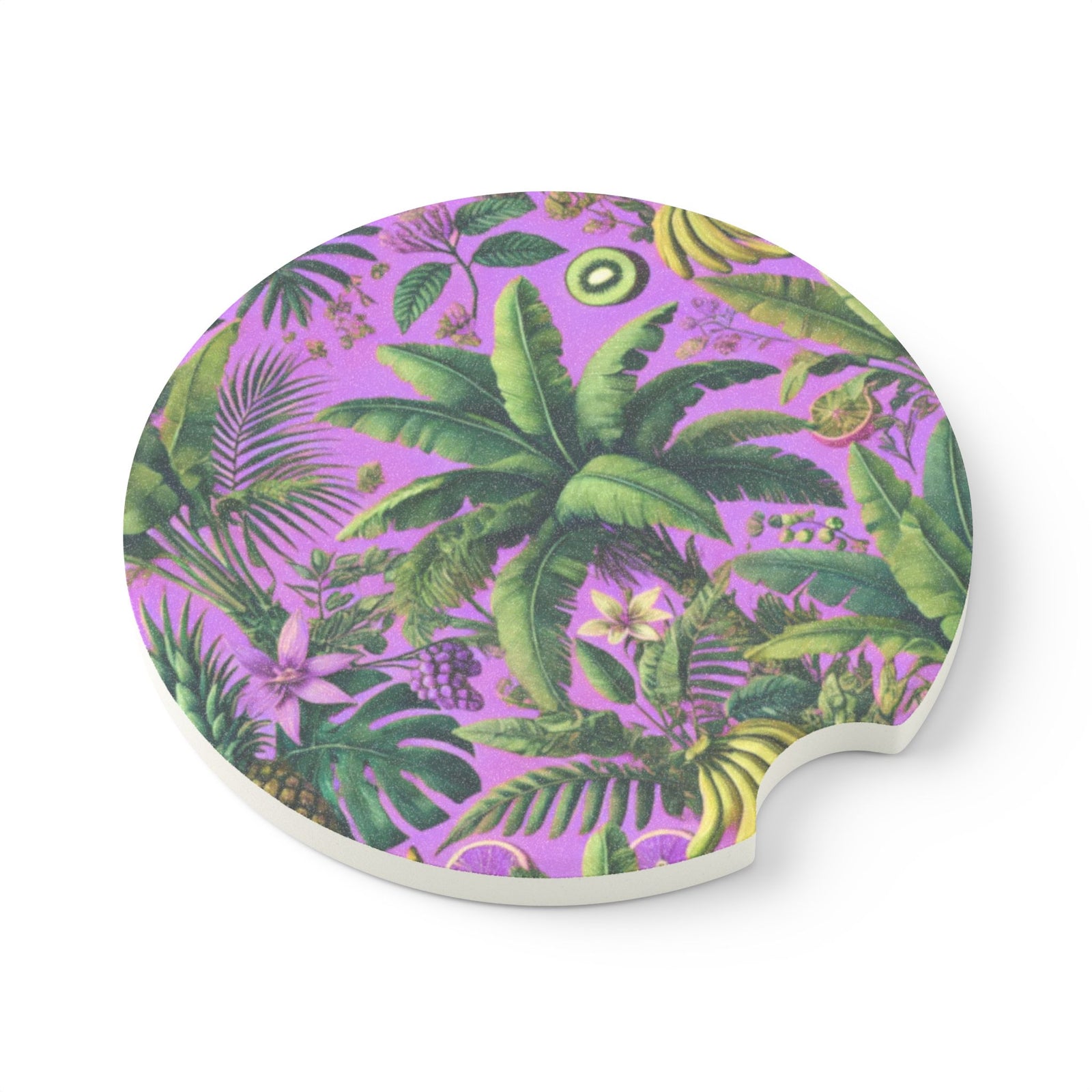 Soapstone Car Coaster - More Tropical Fruit, Deep Lilac