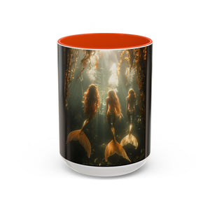 Colorful Mugs (11oz, 15oz), Three Mermaid Sisters, Black