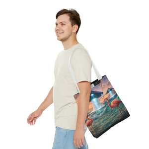 UFO and Flamingos Tote Bag - 3 Sizes