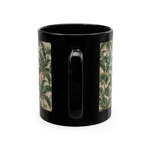 Tropical Ceramic Mug, 11 oz — Palm Mosaic Leaves Coffee Cup