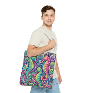 Seahorse Trio Tote Bag, Brights - 3 Sizes