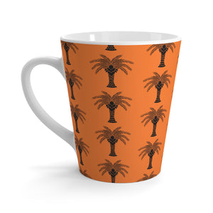 Latte White Mug - Perfect for Coffee Enthusiasts / Art Deco Stylish Palm, crusta orange