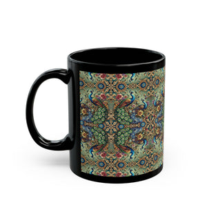 Black Coffee Mug - Kaleido Peacock Royals