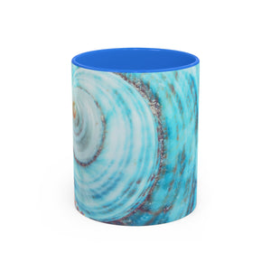 Colorful Mugs (11oz, 15oz), Disco Jade Turbo Shell Macro