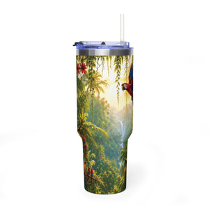 40oz Tropical Parrot Vacuum Tumbler – Insulated Travel Mug