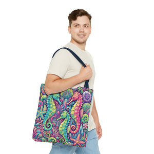 Seahorse Trio Tote Bag, Brights - 3 Sizes