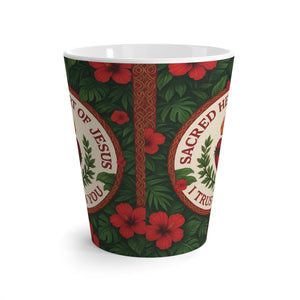 Religious Latte White Mug - Sacred Heart of Jesus Prayer