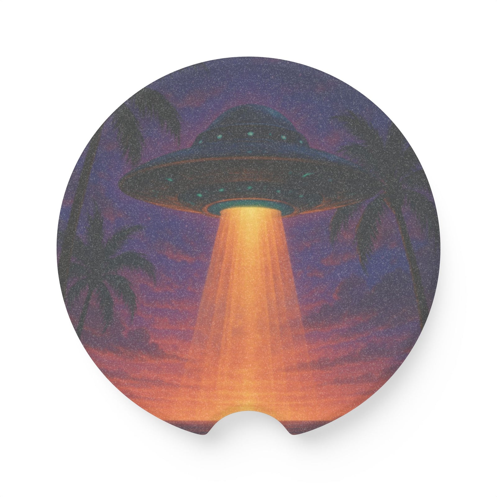 Soapstone Car Coaster - UFO at Beach Sunset
