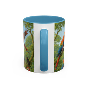 Accent Coffee Mug (11, 15oz), 8 Colors - UFO and Macaws