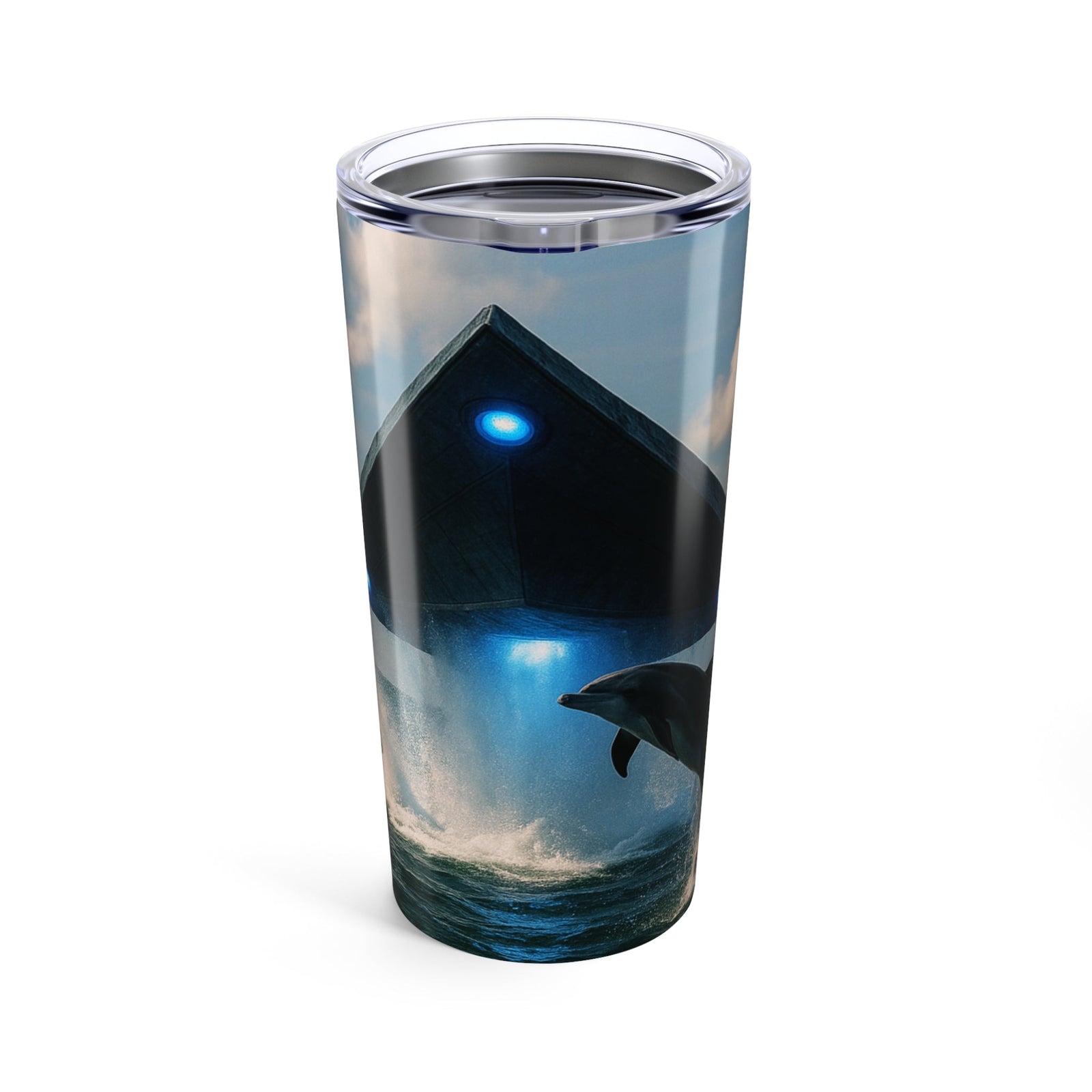 20oz Tropical Glossy Tumbler - UFO and Dolphin - Tropics Lifestyle Coffee