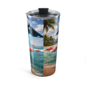 20oz Tropical UFO & Flamingo Tumbler – Insulated Coffee Travel Cup - Tropics Lifestyle Coffee