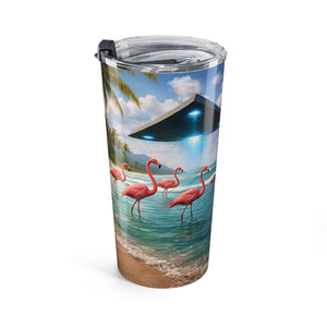 20oz Tropical UFO & Flamingo Tumbler – Insulated Coffee Travel Cup - Tropics Lifestyle Coffee