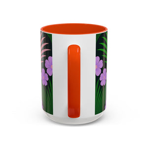 Accent Color Coffee Mug, Many Colors - 11oz & 15oz / Midnight Hibiscus Deco, Purple