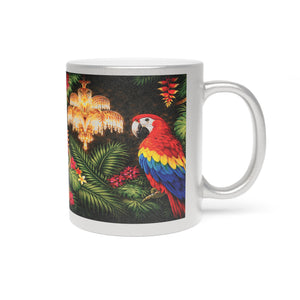 Hollywood Regency Parrot Metallic Mug — Silver/Gold Shimmer