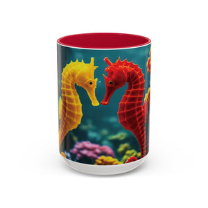 Black Coffee Mug ~ Seahorses in Love