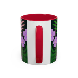 Accent Color Coffee Mug, Many Colors - 11oz & 15oz / Midnight Hibiscus Deco, Purple