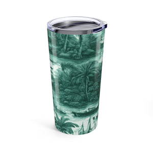 20oz Tropical Glossy Tumbler / Tropical Toile, Evergreen