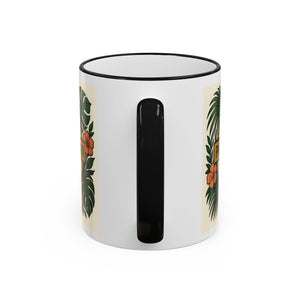 Accent Rim & Handle Coffee Mug — Palm & Bean Coffee Club Logo