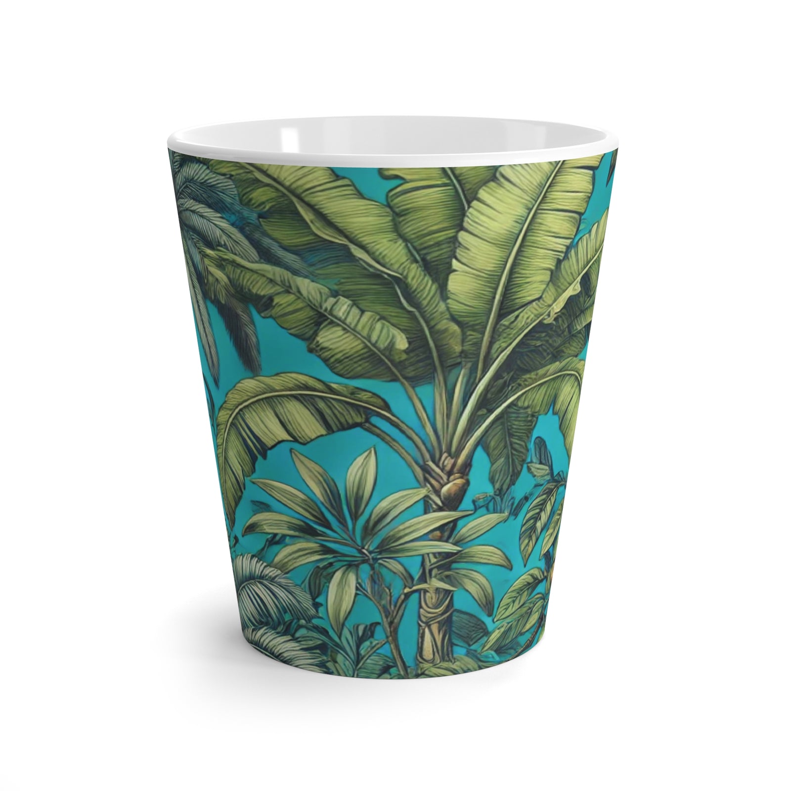 Latte White Mug - Tropical Fruit, Turquoise