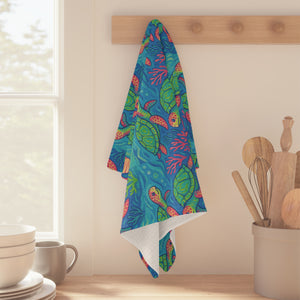 Tropical Microfiber Coffee/Tea Towel – Sea Turtles in Ocean