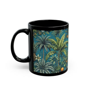 Black Coffee Mug - Tropical Fruit, Blue