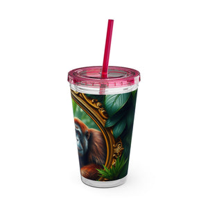 Tropical Tumbler with Straw | 16 oz: Framed Orangutan Apes