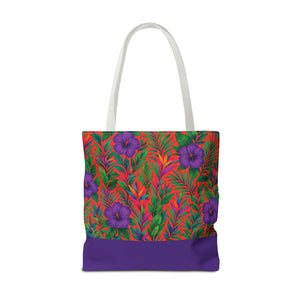 Midnight Flower Coral/Purple Tote Bag - 3 Sizes