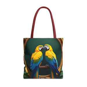 Rainforest Framed Parrot Pair Tote Bag - 3 Sizes