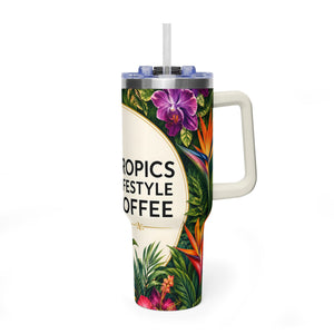 40oz Tropical Coffee Tumbler – Parrot Floral Vacuum Insulated Cup