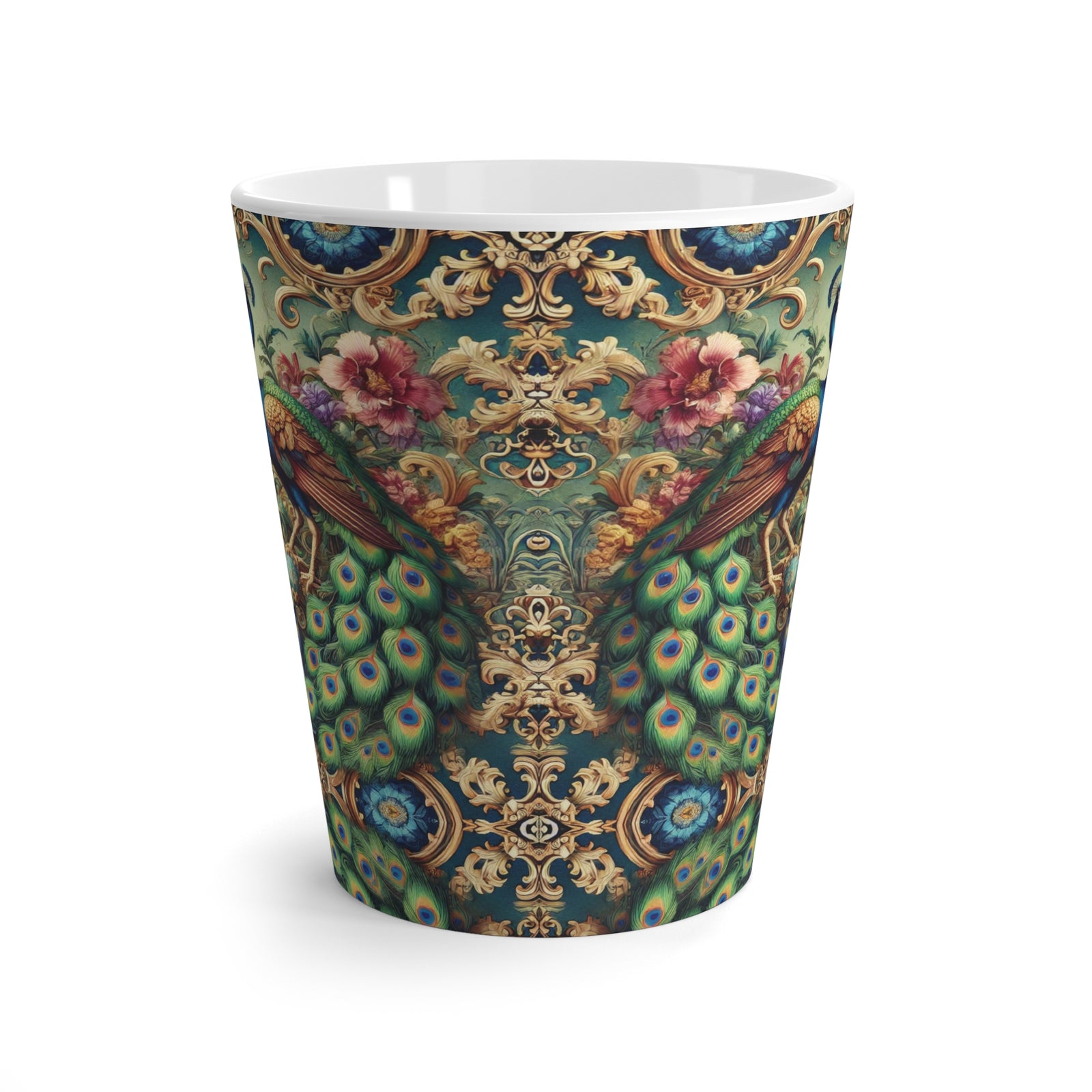 Latte White Mug - Kaleido Peacock Royals