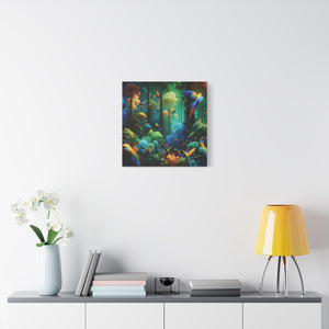Tropical Parrots Canvas Wall Art — Vibrant Flight School Jungle Scene Matte