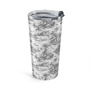 20oz Tumbler — Vintage Tropical Toile/Grey Travel Mug