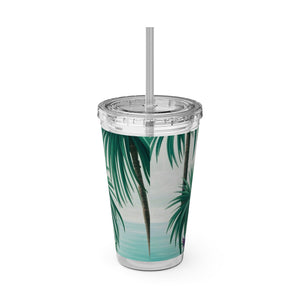 Tropical Tumbler with Straw | 16 oz: Tiny Palm Island