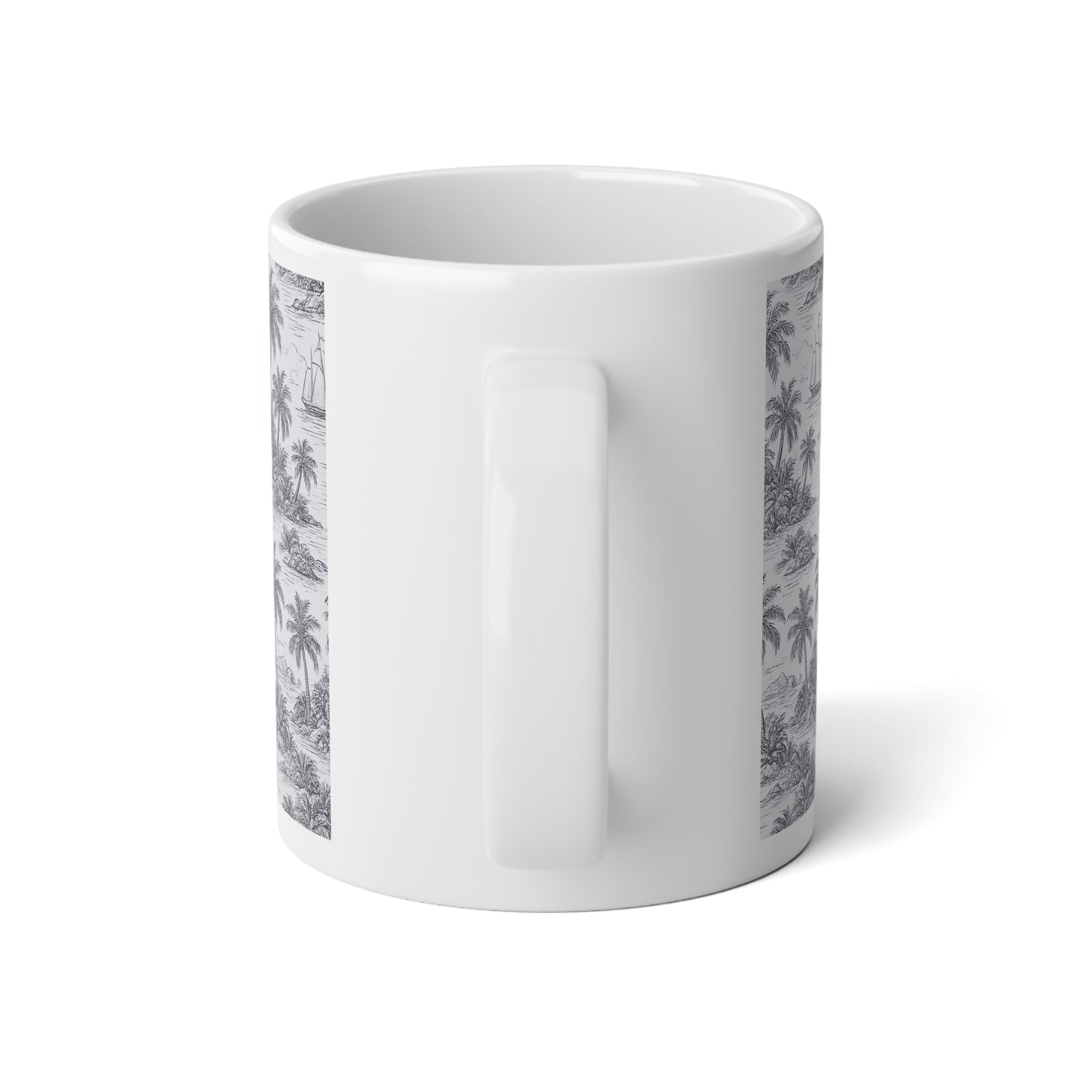 Jumbo Mug, 20oz, Faraway Toile Noir | Tropical Coffee Cup