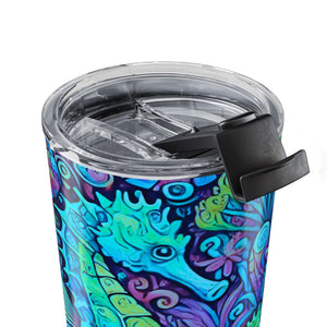 20oz Tumbler — Seahorse Trio Insulated Travel Cup, Turquoise Pop