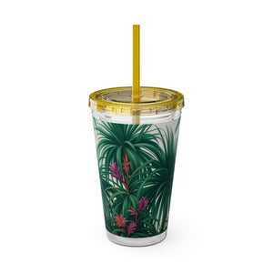Tropical Tumbler with Straw | 16 oz: Tiny Palm Island