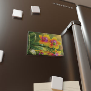Fiesta Orchids Flower Rectangle Magnet — Tropics Lifestyle Coffee Decorative Fridge Magnet
