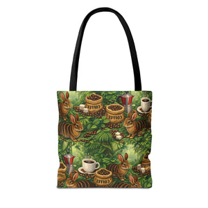Tropical Rabbits & UFOs Tote Bag, Black - 3 Sizes