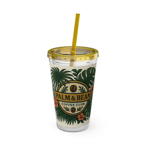 Tropical Tumbler with Straw | 16oz: Palm & Bean Coffee Club