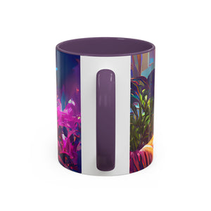 Accent Color Coffee Mug (11, 15oz) - Midnight Kiss in Tropical Garden