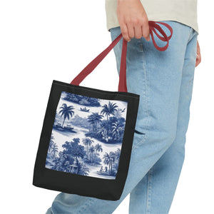 Coastal Toile Tote Bag, Blue — 3 Sizes