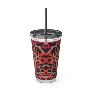 Tropical Tumbler with Straw | 16 oz: Coral Threads, Red