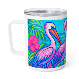 Tropical Insulated Coffee Mug: Pelican Friends