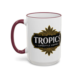 Accent Rim & Handle Mug – Tropics Lifestyle Coffee, Deco Long Logo