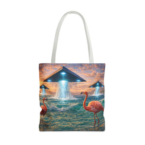 UFO and Flamingos Tote Bag - 3 Sizes