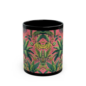 Black Coffee Mug - Tropical Fruit, Coral
