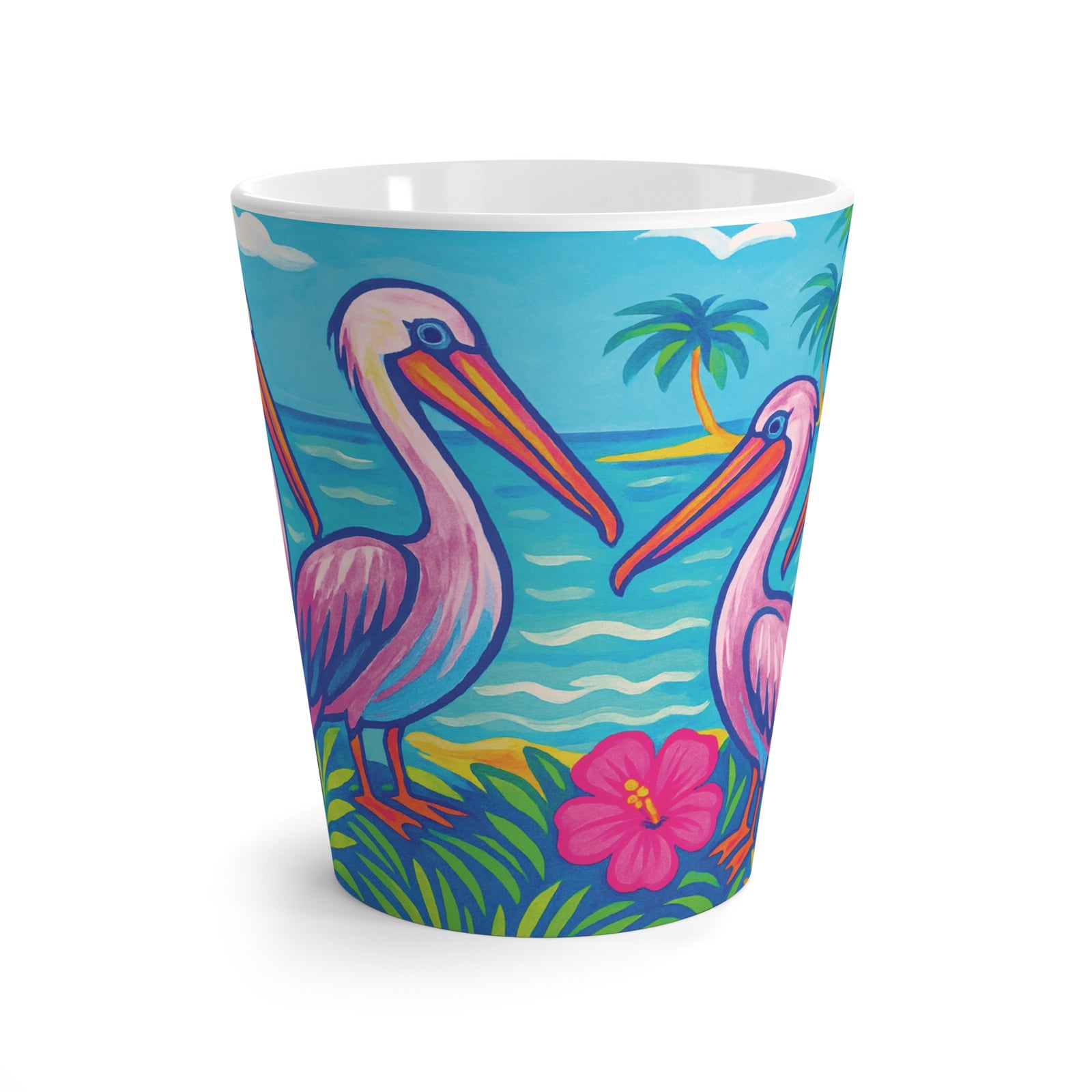 Latte White Mug - Beach Pelican Party