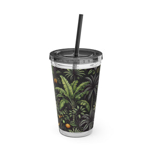 Tropical Tumbler with Straw | 16 oz: Tropical Fruit, Black